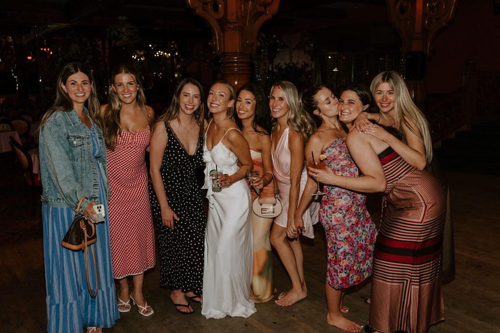 Lily with friends at her rehearsal dinner in San Luis Obispo