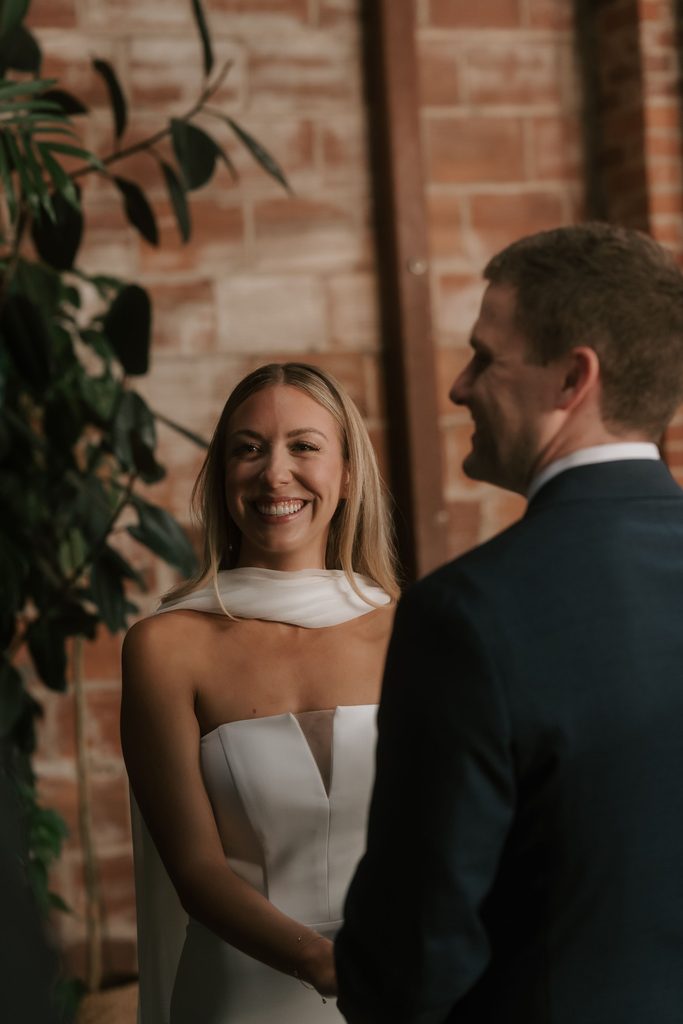 Lily and Ryan seeing each other during their ceremony at The Penny